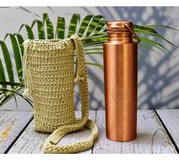 India House | Pure Copper Water Bottles | Seamless Leak Proof Copper Bottle | Perfect Ayurvedic Copper Bottle (matte seven chakra with bag)