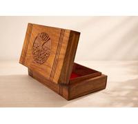 India House - Tree of Life - Caja de madera para almacenamiento de recuerdos, tallada a mano, multiusos, joyero (árbol de la vida de 8 x 5 pulgadas (con terciopelo)