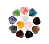 INDIA MADE 12 piedras en forma de corazón, piedras naturales de preocupación de amor de corazón de 1 pulgada, juego de cristales de alivio de chakras para equilibrar Reiki, relajación, meditación