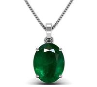 INDIA MADE 7.00 Ratti Lab Certified Natural Emerald Loose Gemstone Panna - Colgante colgante chapado en plata para hombres y mujeres (propósito astrológico)-B0DJYDB9GW