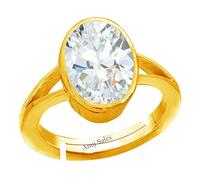 INDIA MADE Anillo ajustable chapado en oro con circonita cúbica blanca certificada natural de 10.00 ratti, para hombres y mujeres, S-B08PZGM5CZ