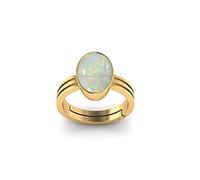 INDIA MADE Anillo ajustable chapado en oro de 8,00 quilates, 9,00 ratti natural certificado A calidad Panchdhatu blanco de ópalo de fuego, para hombres y mujeres, 10263