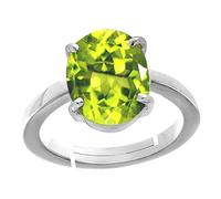 INDIA MADE Anillo ajustable chapado en plata de 14,25 ratti de 13,70 quilates con peridoto verde natural certificado para hombres y mujeres-B09QL3D8P4
