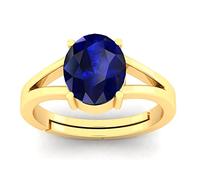 INDIA MADE Anillo ajustable de oro Neelam de zafiro azul natural de 4,25 quilates de 3,00 quilates, sin calefacción, certificado sin calor, calidad Aaa+, para mujeres y hombres | 464|-B0C81TRTDF