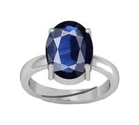 INDIA MADE Anillo ajustable de plata Neelam con zafiro azul natural de calidad Aaa+ de 14.00 ratti de 13.00 quilates, para mujeres y hombres, S-B0CXM6H2GM