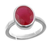 INDIA MADE Anillo ajustable rojo de 4,50 quilates y 5,25 ratti con piedra natural de rubí natural certificado para mujeres y hombres (aprobado)-B0DPX72C62