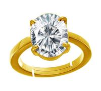 INDIA MADE Anillo astrológico/propósito ajustable chapado en oro con piedra de circonita blanca natural de 14 quilates para hombres y mujeres, calidad Aa+, B0C37LJQ7B