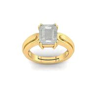 INDIA MADE Anillo chapado en oro ajustable con certificado de calidad Aa++ de 19.25 ratti sin calentar, sin tratar, zafiro blanco natural Pukhraj, piedra preciosa suelta por Lab Certified-B0C3HVFTTZ