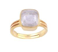 INDIA MADE Anillo chapado en oro ajustable de calidad Aa++ de 13,25 quilates Aa++, sin calentar, sin tratar, zafiro blanco natural Pukhraj, piedra preciosa suelta por Lab Certified-B0C3HPXGK4