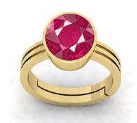 INDIA MADE Anillo chapado en oro con rubí natural de calidad Aa++ de 11,25 Ratti de 10,00 quilates, ajustable para hombres y mujeres (certificado de laboratorio) -B09XK3SQ9H