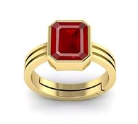 INDIA MADE Anillo chapado en oro de 3,25 Ratti de 2,00 quilates Aa++ de calidad natural de rubí manik sin calentar, sin tratar, para hombres y mujeres (Wtgtl Lab Certificado)-B09XKHXYYW