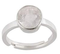 INDIA MADE Anillo chapado en plata con zafiro blanco ratti de 13.25 pulgadas, certificado por laboratorio, piedra preciosa suelta certificada por Pukhraj, anillo ajustable, B0C3HQNS9V