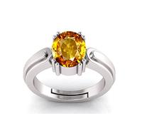 INDIA MADE Anillo chapado en plata de 13,25 ratti de 12,15 quilates, sin calentar, sin tratar, calidad Aaa++, zafiro amarillo natural, chapado en plata, para mujeres y hombres, S-B0C534STZ6