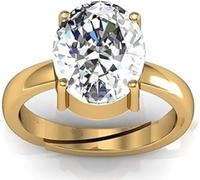 INDIA MADE Anillo de 11 quilates con diamante americano natural de circonita blanca chapado en oro, ajustable, para hombres y mujeres--B0CXM969DR