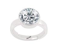 INDIA MADE Anillo de 13 quilates con diamante americano natural y circonita blanca, chapado en plata, ajustable, para hombres y mujeres, -B0C37LDD5G