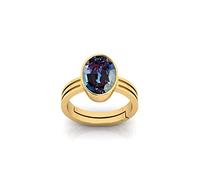 INDIA MADE Anillo de alejandrita de 13,25 quilates que cambia de color, chapado en oro, calidad AAA, excelente anillo de piedra brillante para hombres y mujeres, S (Ggtl Lab - Certificado)-B0C2D66QNS