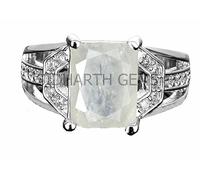 INDIA MADE Anillo de dedo de latón de 15,25 ratti / 14,55 quilates, piedra de zafiro blanco natural, certificado Safed Pukhraj, anillo ajustable, piedra natal preciosa suelta - B0CKN71L2N