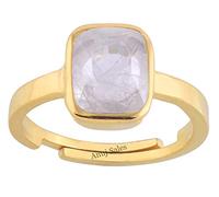 INDIA MADE Anillo de oro natural Panchdhatu ajustable de 13.25 ratti certificado sin calefacción sin tratar con zafiro blanco Pukhraj piedra preciosa suelta para mujeres y hombres--B0C3HRD658
