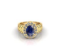 INDIA MADE Anillo de piedra preciosa Neelam de zafiro azul natural natural de calidad 5.00 Ratti 4.00 Crt, certificado sin calefacción, sin calor, calidad Aaa++, chapado en oro para mujeres y hombres