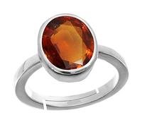 INDIA MADE Anillo de plata ajustable de calidad A+ con certificación Ratti de granate de hesonita natural Gomed de 14.25 pulgadas, piedra preciosa suelta para mujeres y hombres, S-B09BW2NZD7