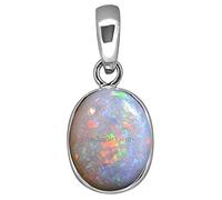 INDIA MADE Colgante chapado en plata de ópalo de 3,25 ratti de 2,00 quilates, natural y certificado de ópalo blanco, piedra preciosa astrológica, colgante chapado en plata para hombres y mujeres por