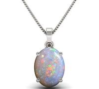 INDIA MADE Colgante chapado en plata de ópalo de 4,25 ratti de 3,00 quilates natural y certificado de ópalo blanco con certificado B09MVPQH3S
