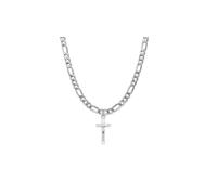 INDIA MADE Colgante de cadena de Dios Jesús (colgante con cadena Figaro de 22 pulgadas) para hombres y mujeres, plata pura, medallón de cadena de Lord Isa masih para buena salud y riqueza, mpsf7090