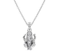 INDIA MADE Colgante de cadena de plata de ley (92,5% de pureza) de Dios Ganesha (colgante con cadena de ancla de 55,88 cm) para hombres y mujeres de plata pura ganapatía para buena salud y