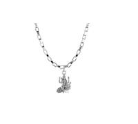 INDIA MADE Colgante de cadena de plata de ley (92,5% de pureza) de Dios Kartikeya (colgante con cadena de caja de 55,88 cm) para hombres y mujeres, medallón de cadena de plata pura del Señor Kartikeya