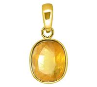 INDIA MADE Colgante de zafiro amarillo natural de 2,27 quilates (colgante Panchadhatu) piedra preciosa de calidad AAA, plata 32985, zafiro creado