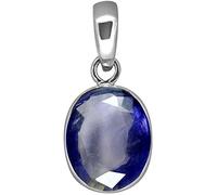 INDIA MADE Gems - Colgante chapado en plata con zafiro azul de 5,25 ratti de 4,00 quilates, piedra de Nilam/Neelam, chapado en plata, para hombres y mujeres por laboratorio certificado-9140, plata