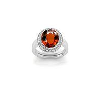 INDIA MADE Gomed - Anillo de 9,25 ratti de 8,47 quilates, natural y certificado de granate hesonita (Gomed) piedra preciosa astrológica ajustable para hombres y mujeres--B09GS61X29, plata, zafiro