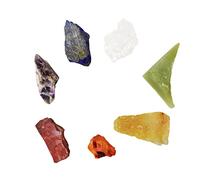 INDIA MADE Juego de cristales crudos de 7 chakras para alivio de reiki, amatista, lapislázuli, cuarzo transparente, citrino, aventurina verde, cornalina, jaspe rojo, juego de piedras crudas rugosas