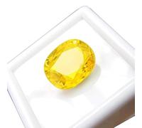 INDIA MADE Piedra de zafiro amarillo de 7,25 ratti de 6,45 quilates, original certificada, suelta, preciosa Pukhraj por laboratorio certificado para hombres y mujeres (probado en laboratorio