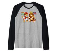 India Reino Unido Banderas Raíces Indias británicas Herencia Camiseta Manga Raglan