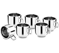 IndiaBigShop Taza de café Taza de café exprés Taza de Doble Pared Tazas de té de Acero Inoxidable, Reutilizables y aptas para lavavajillas Juego de 6
