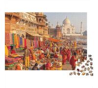 Indian Bazaar 1000 Piezas Puzzle Reciclado Paper Taj Mahal Adult Jigsaws Impossible Hard Difficult Challenging Relieve Senile Dementia Fun 70x50cm/1000pcs