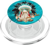 Indian Chief with Peace Pipe Feather Headdress Unique GNOME PopSockets PopGrip para MagSafe