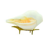 Indian Collectible - Shankh natural soplado con soporte de latón para Pooja Loud & Vamavarti (5.5 pulgadas, blanco)