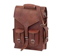 Indian Hando Art - Mochila de piel para ordenador portátil (38 cm)