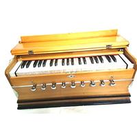 Indian Maharaja Harmonium 9 paradas, 3 1/2 octava, doble lengüeta, acoplador, color natural, estándar, libro, bolsa acolchada, afinado, A440, instrumento musical Indian Sangeeta