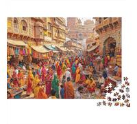 Indian Market 1000 Piezas Puzzle Papel Reciclado Busy Street Puzzles for Chico & Chica A Partir de 6 Años Family Tiempo de Juego Accesorios Excelente Idea de Regalo Home 70x50cm/1000pcs
