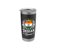 Indian Queen India Flag Proud Indian Woman Vaso térmico de acero inoxidable de doble pared
