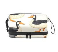 Indian Runner Ducks - Bolsa de cosméticos de doble capa para mujeres y niñas, neceser de viaje para maquillaje, práctica bolsa organizadora con compartimento para cepillos, multicolor, 27x15x14