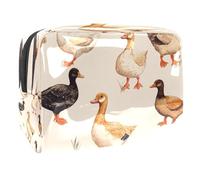 Indian Runner Ducks - Bolsa de cosméticos para mujer, neceser de viaje, grande, de PVC, organizador con cremallera, multicolor, 18.5x7.5x13cm/7.3x3x5.1in, Neceser