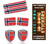 INDIAN STORE 24 Pegatinas de gel 3D, diseño de bandera impermeable, protección UV, 3D, vinilo, coche, moto, bicicleta, portátil, banderas de país, alta calidad, símbolos nacionales del mundo (Noruega