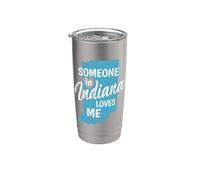 Indiana Alguien en Indiana Me ama USA America Vaso térmico de acero inoxidable de doble pared