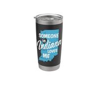 Indiana Alguien en Indiana Me ama USA America Vaso térmico de acero inoxidable de doble pared