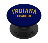 Indiana Clásico Vintage Texto Amarillo EST. 1816 PopSockets PopGrip Adhesivo