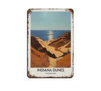 Indiana Dunes National Park Póster de estaño, letrero de metal vintage para pub, club, cafetería, bar, decoración de pared del hogar, póster retro de 20 x 30 cm